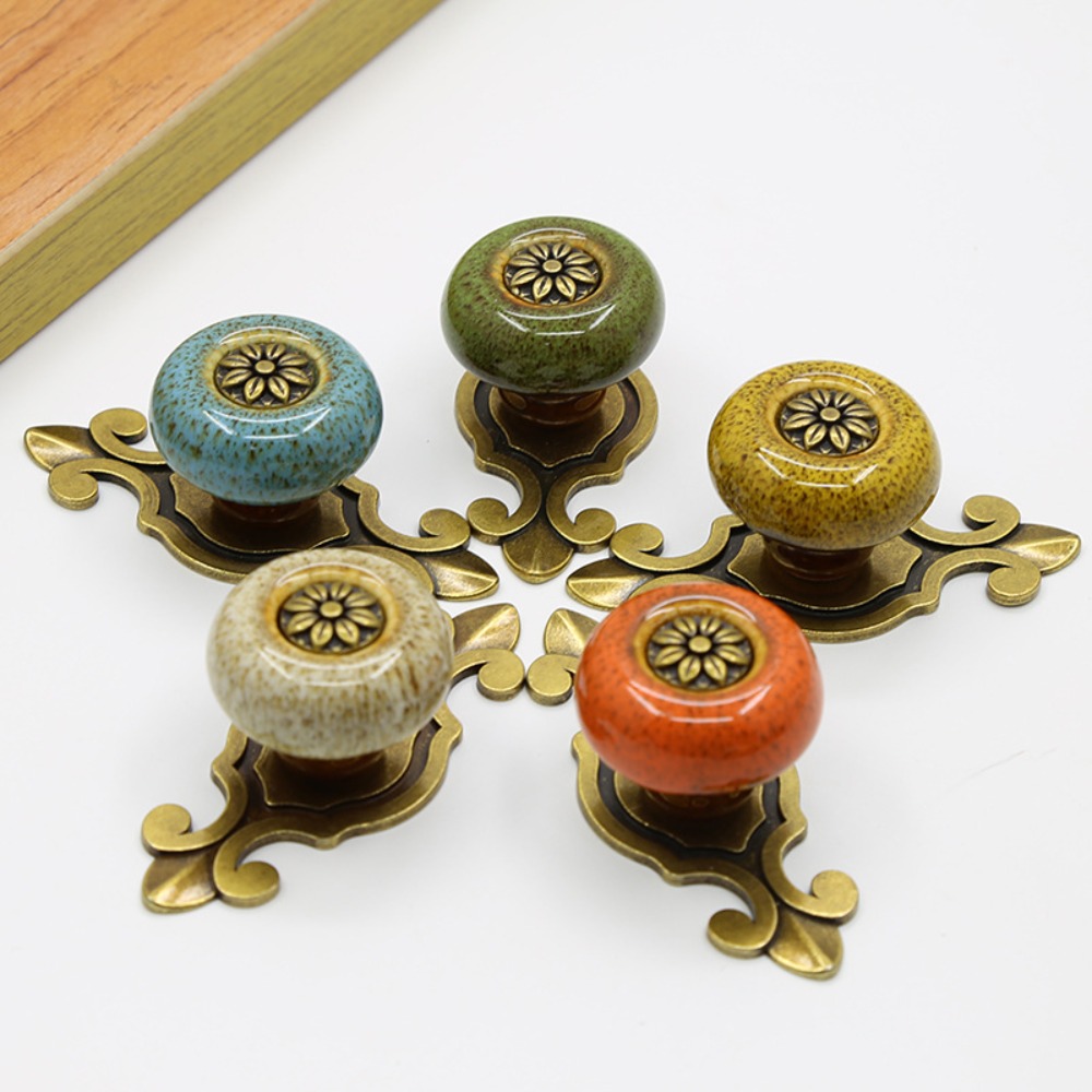 Furniture Hardware Lock - Creative Single Hole Ceramic Knob Ethnic