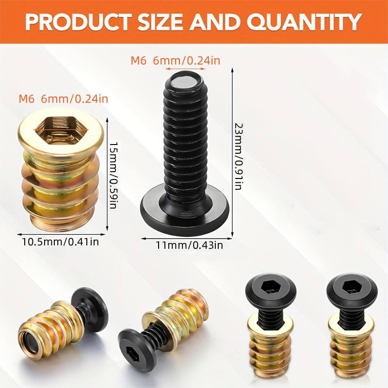 10PCS Threaded Inserts Nut Com – обзор и цена Furniture Hardware Screws
